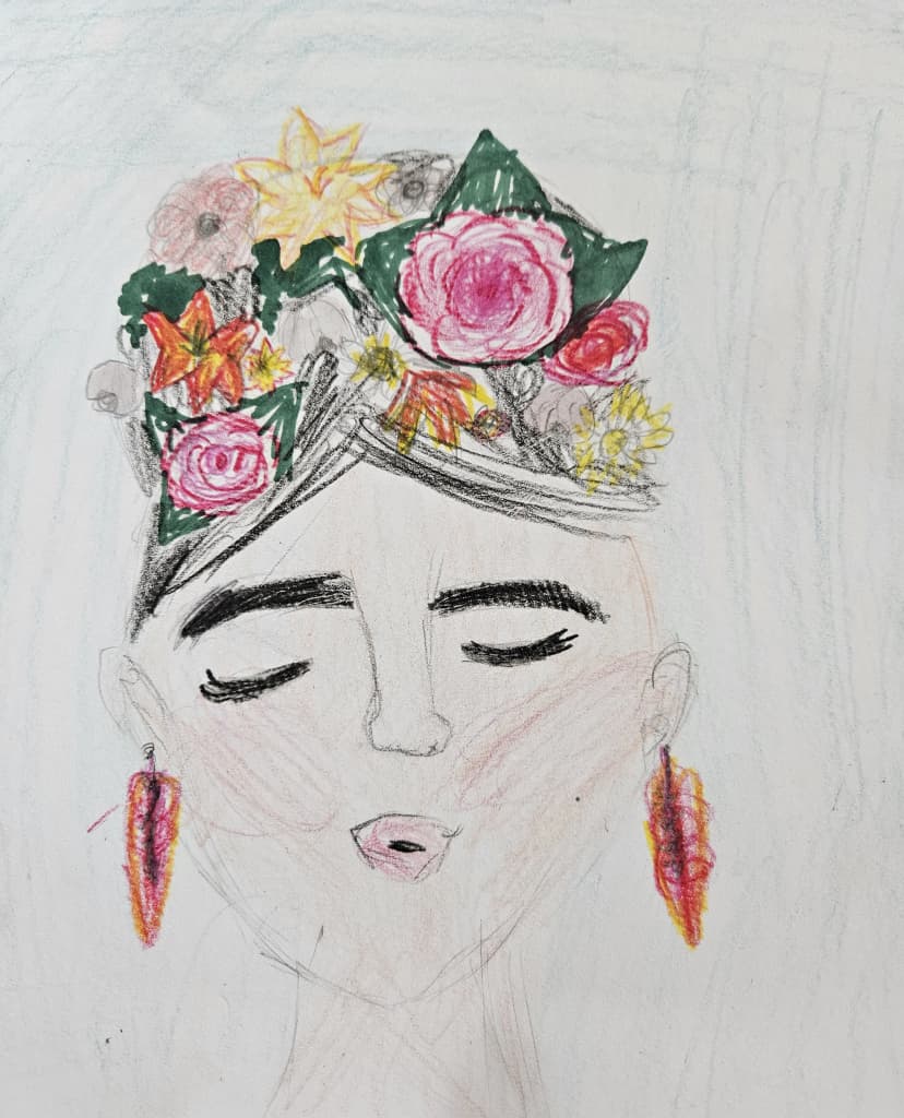 Portret Fridy Khalo meksykańskiej malarki - kl.IVb