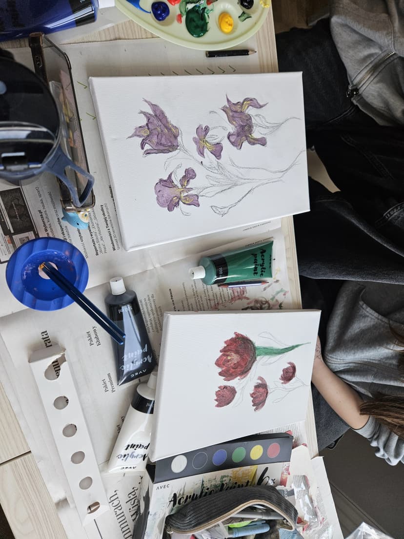 Malowanie akrylami na płótnie kl.VIIa VIIb