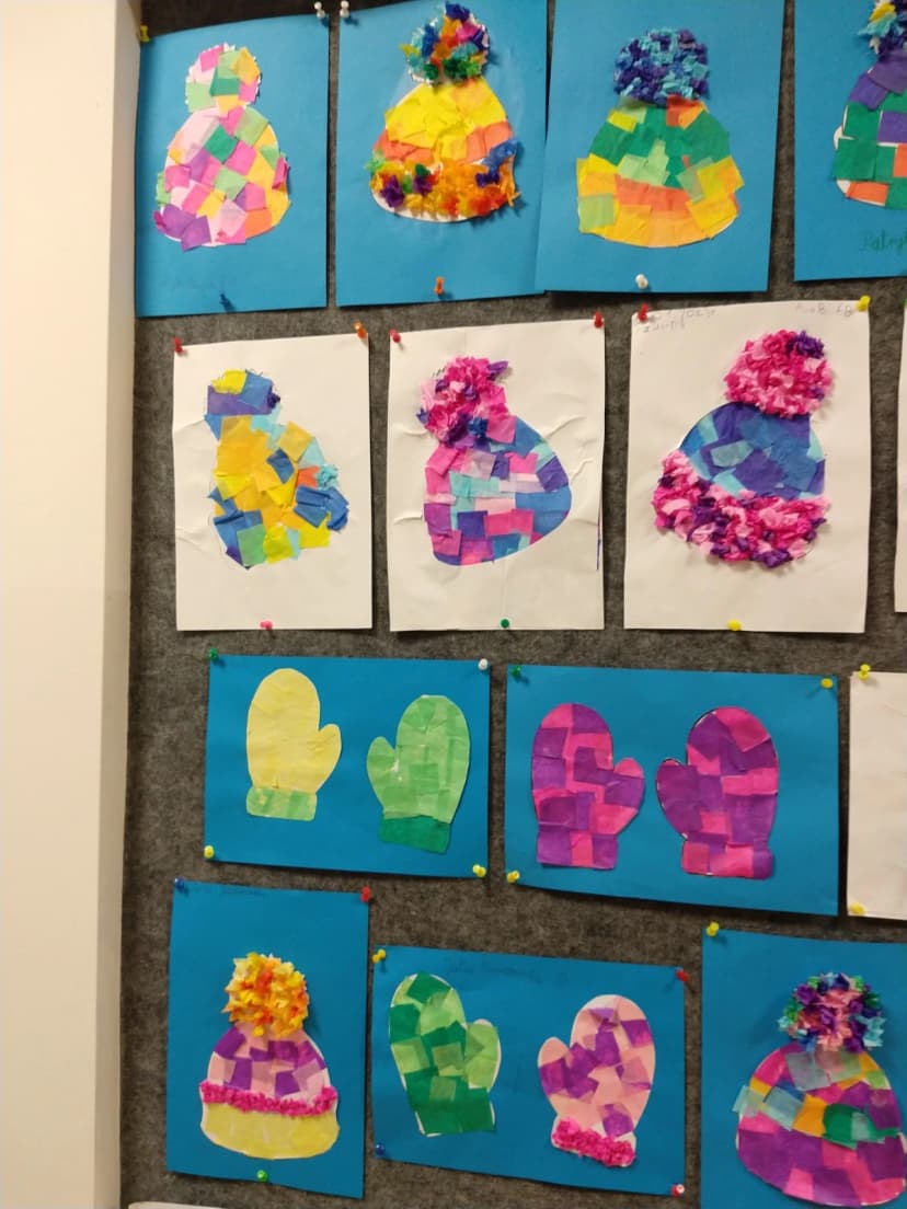 Czapki zimowe- zajęcia plastyczne.