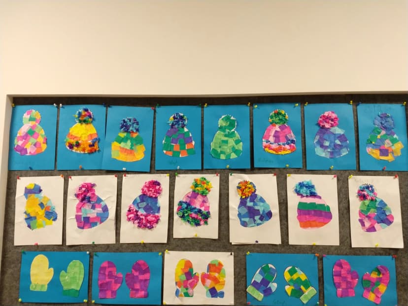 Czapki zimowe- zajęcia plastyczne.