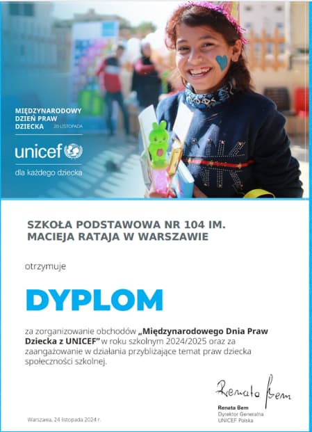 Międzynarodowy Dzień Praw Dziecka w SP104 z Unicef