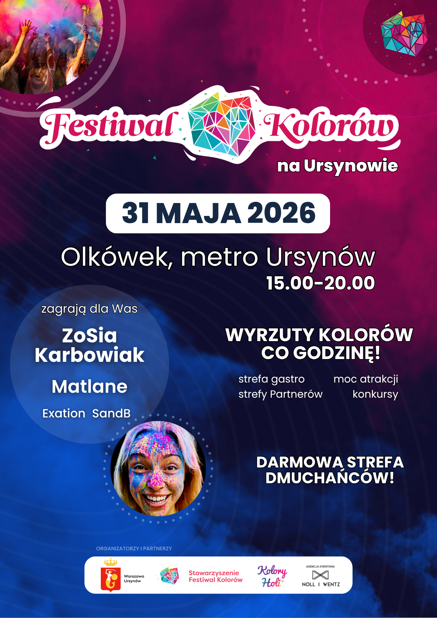 Plakat Festiwalu Kolorów na Ursynowie 31 maja 2026