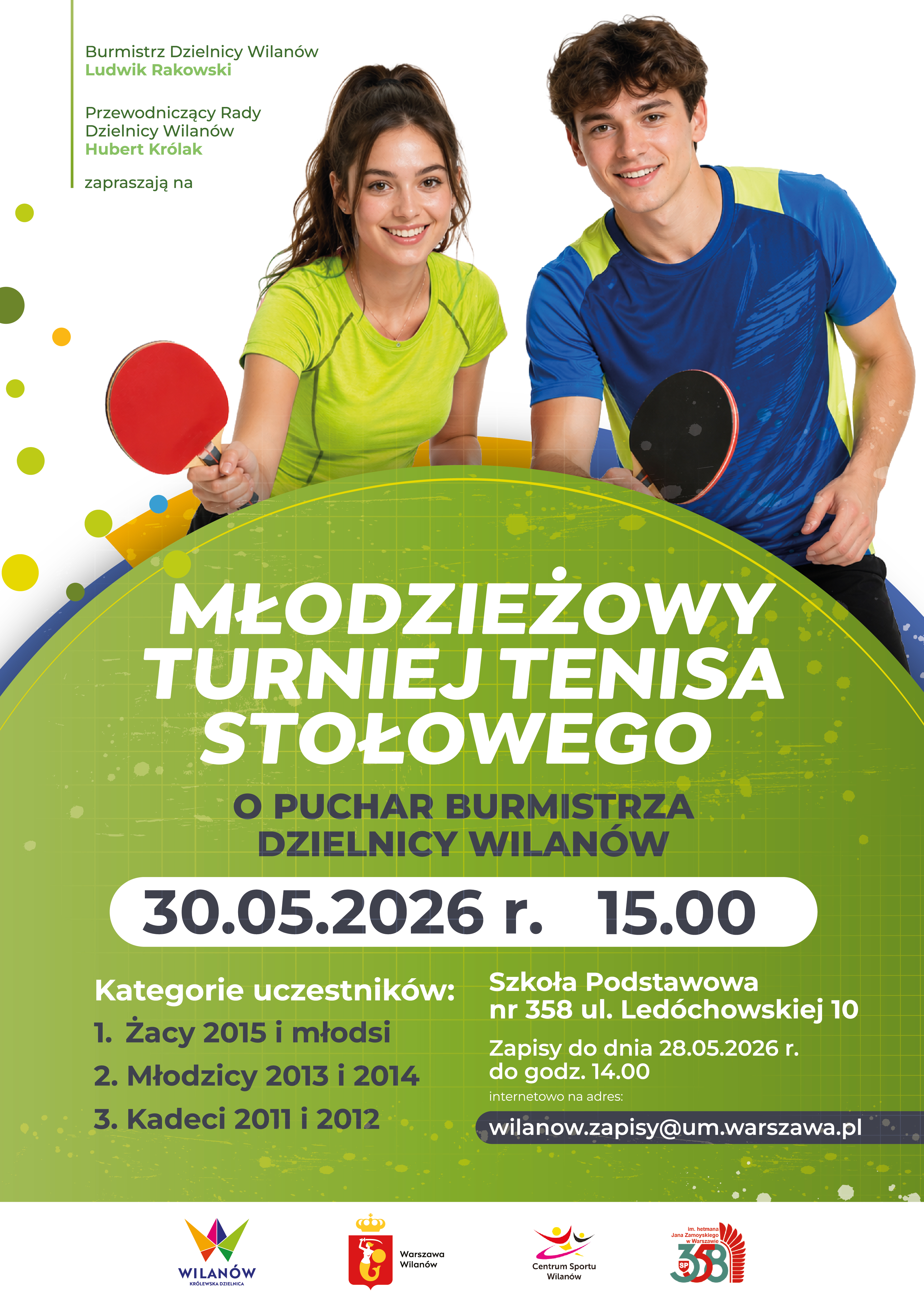 Plakat Młodzieżowego Turnieju Tenisa Stołowego 30 maja 2026