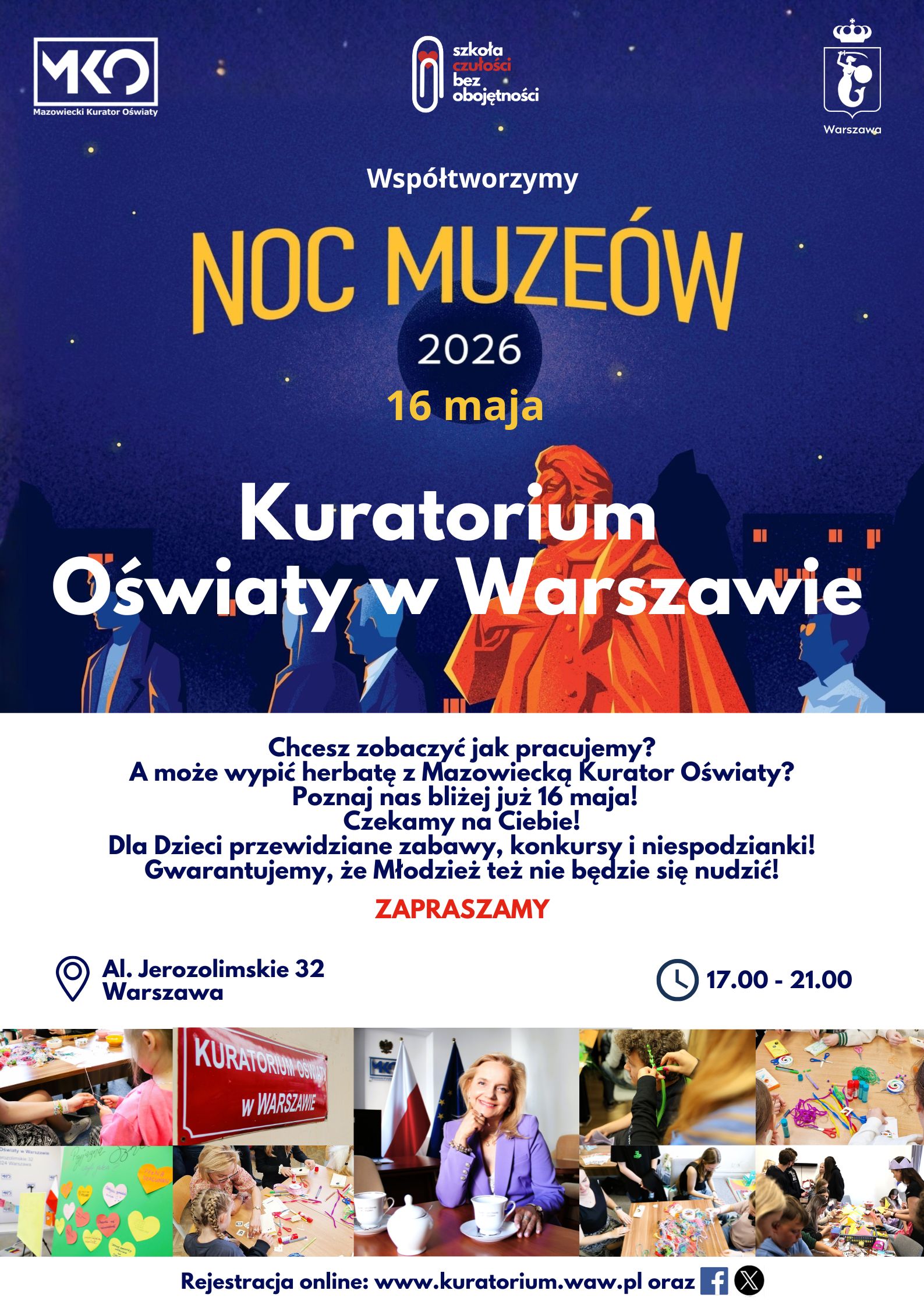 Plakat Noc Muzeów 2026 w Kuratorium Oświaty w Warszawie