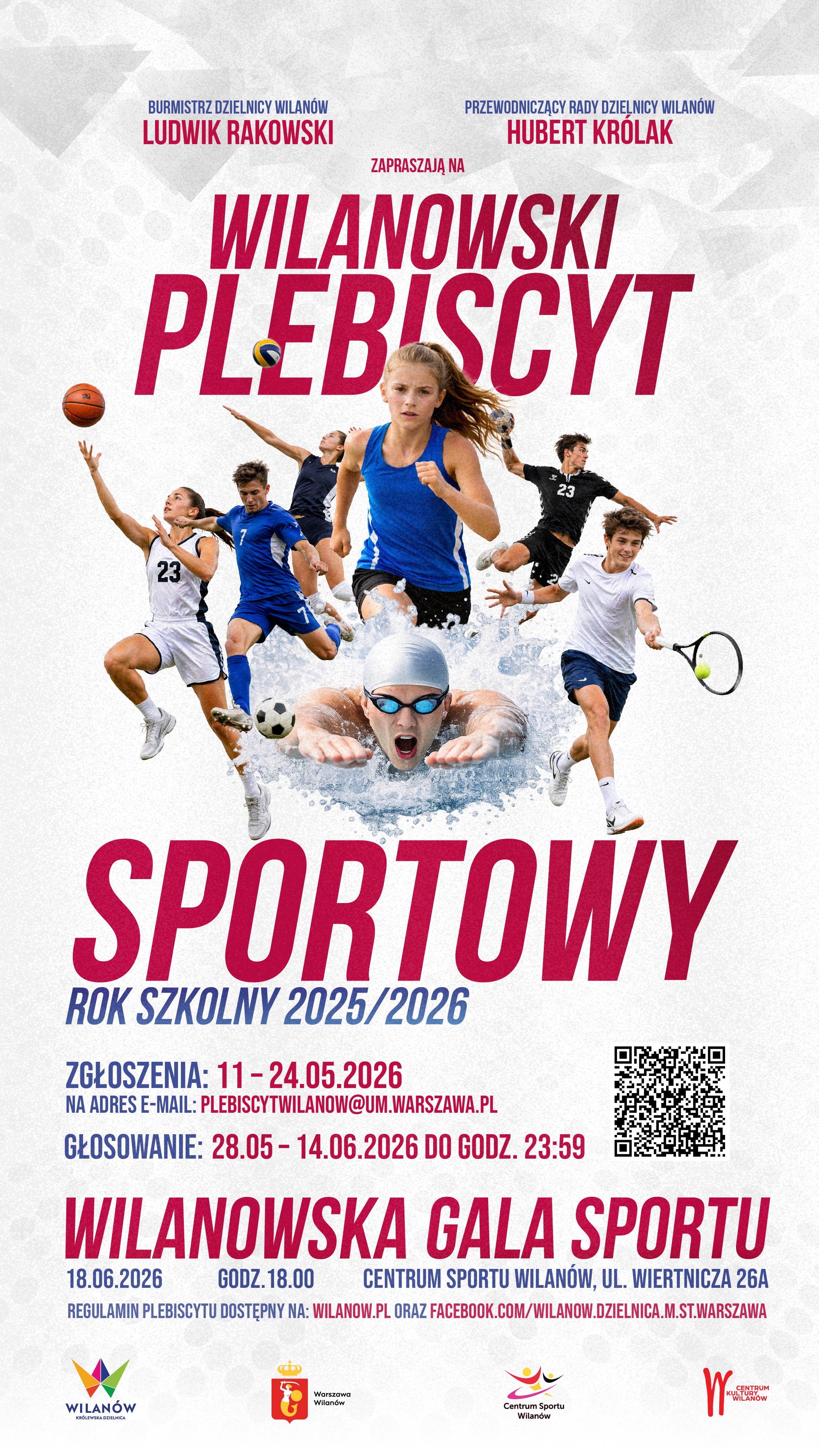 Plakat Wilanowskiego Plebiscytu Sportowego 2025/2026 – głosowanie